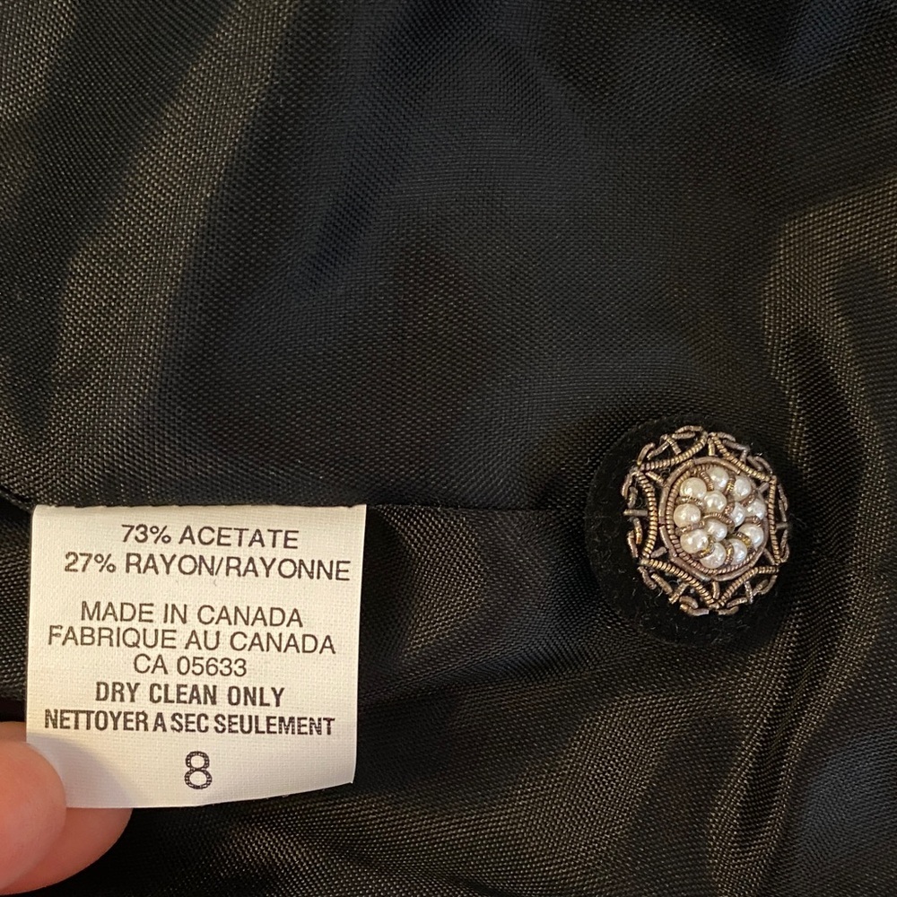 Susan Bristol Velvet black women’s jacket blazer gold pearl buttons elegant - Picture 13 of 14